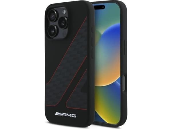 AMG AMHMP16L2SCFR iPhone 16 Pro 6.3" black hardcase Checkered Flag Pattern MagSafe