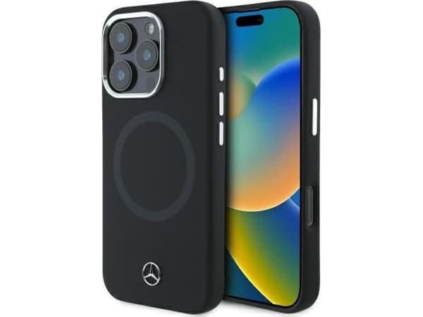 Mercedes MEHMP16L23SUTTK Apple iPhone 16 Pro 6.3 &quot;tapauksessa puhelimen musta kova silikoni Tonal Logo MagSafe