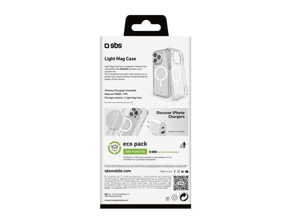 SBS Light Mag, Etui, Apple, iPhone 16 Pro, 16 cm (6.3"), Gjennomsiktig