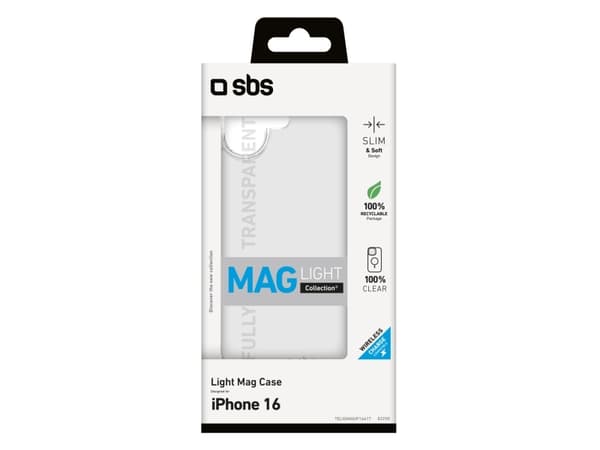SBS Light Mag, Cover, Apple, iPhone 16, 15.5 cm (6.1"), Transparent
