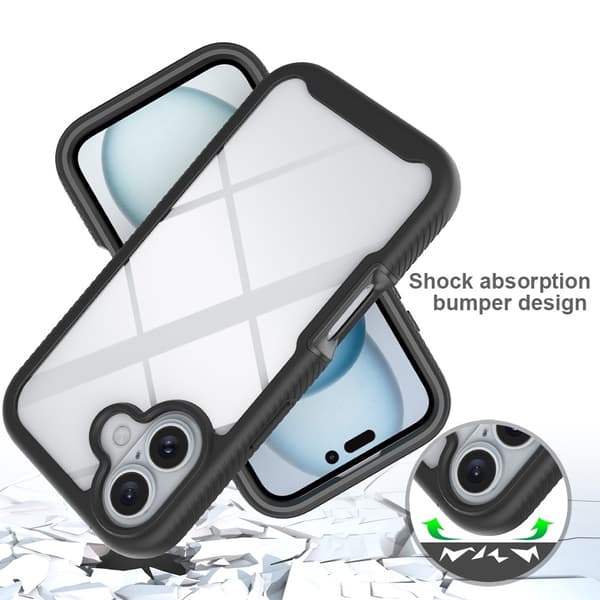 Suojakuori iPhone 16 PC+TPU:lle Kirkas puhelimen kansi PET-näyttökalvolla