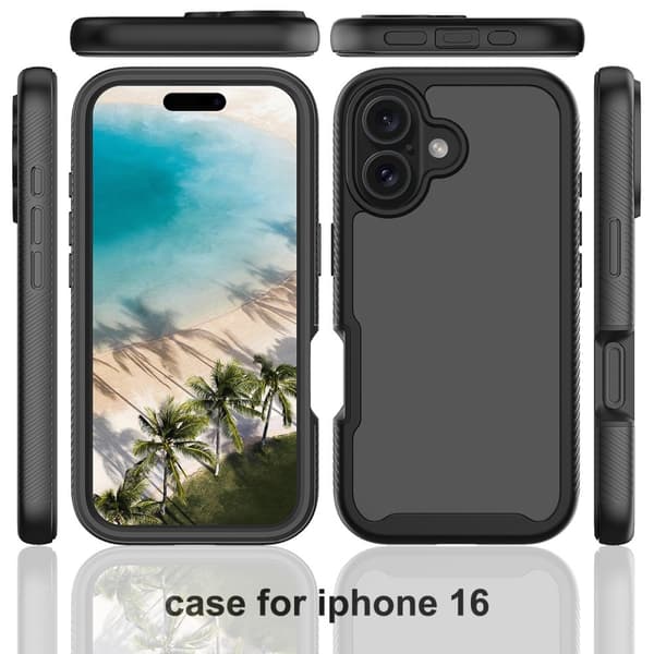 Suojakuori iPhone 16 PC+TPU:lle Kirkas puhelimen kansi PET-näyttökalvolla