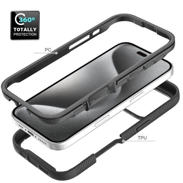 Fodral Skal för iPhone 16 Pro PC+TPU Klart telefonskal med PET-skärmfilm