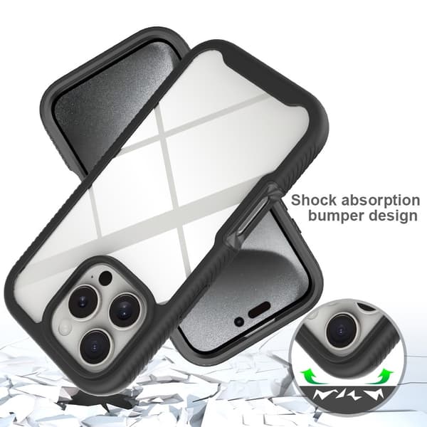 Fodral Skal för iPhone 16 Pro PC+TPU Klart telefonskal med PET-skärmfilm