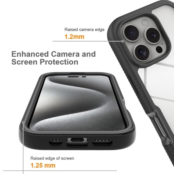 Fodral Skal för iPhone 16 Pro Max PC+TPU Klart telefonskal med PET-skärmfilm