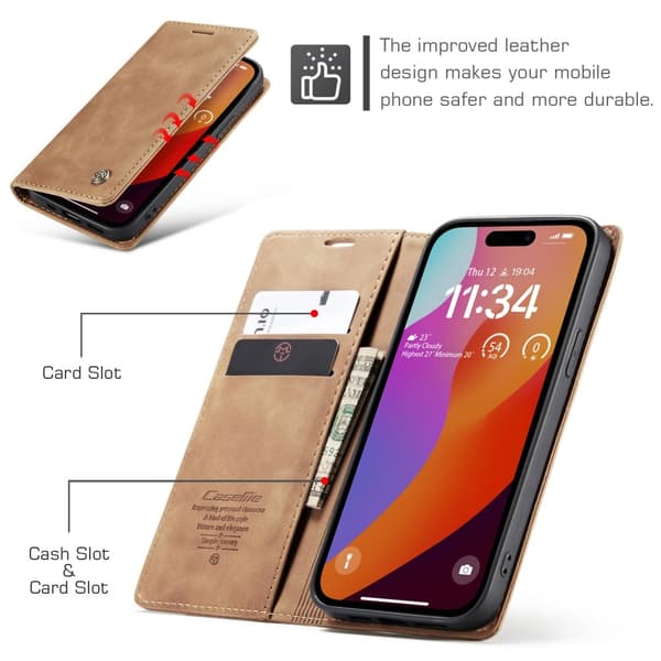 CASEME Plånboksfodral iPhone 16 Pro - Brun