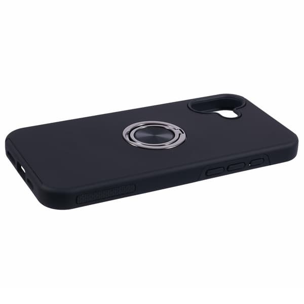Til iPhone 16 Fingerring Kickstand Hybrid Taske - Sort