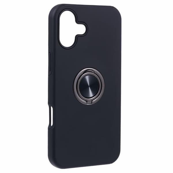 Till iPhone 16 Plus Hybrid skal med Finger Ring - Svart
