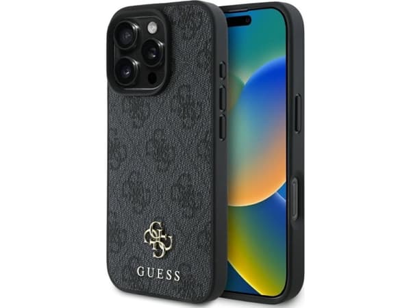 Guess PU 4G Small Metal Logo MagSafe Apple iPhone 16 Pro Max dėklas telefonui pilkos spalvos