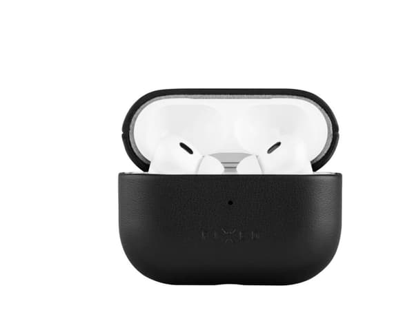 FIXED PodsLeather - Suojakuori langattomien kuulokkeiden latauskotelolle - MagSafe-yhteensopivuus - aitoa nahkaa - musta - Apple AirPods Pro -laittee