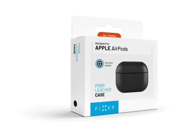 FIXED PodsLeather - Suojakuori langattomien kuulokkeiden latauskotelolle - MagSafe-yhteensopivuus - aitoa nahkaa - musta - Apple AirPods Pro -laittee