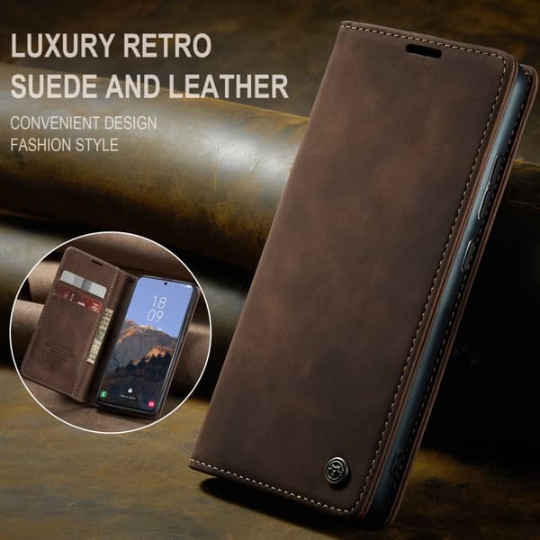 CaseMe Slim Plånboksfodral Samsung Galaxy S24 FE Brun