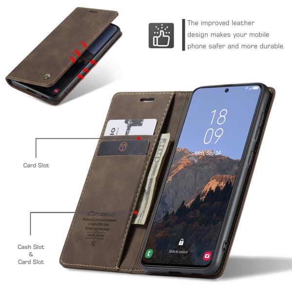 CaseMe Slim Plånboksfodral Samsung Galaxy S24 FE Brun