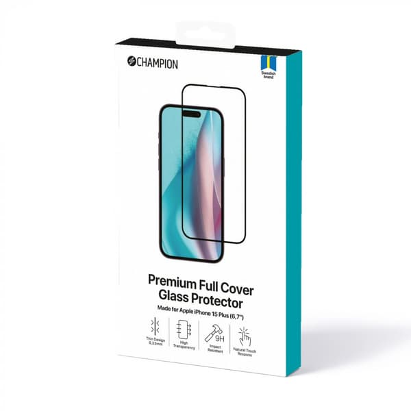 Champion Skjermbeskytter iPhone 16 Plus / 15 Plus Svart