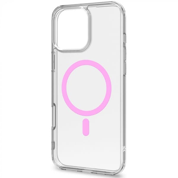 Celly Gelskinmag Magnetic Cover MagSafe iPhone 16 Pro Max Transparent + Rosa