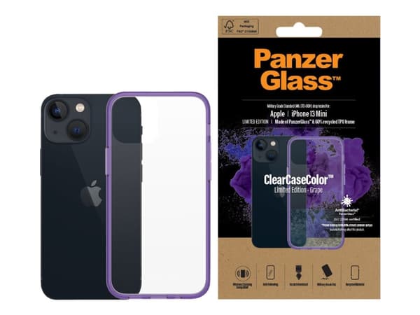 PanzerGlass ClearCaseColor - Limited Edition - Mobiltelefon bakdeksel - 60 % resirkulert termoplastisk polyuretan (TPU) ramme - Grape Clear Back - fo