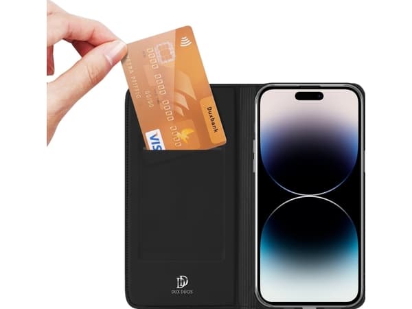 Dux Ducis iPhone 15 Pro Max lompakko Skin Pro korttipaikalla, musta