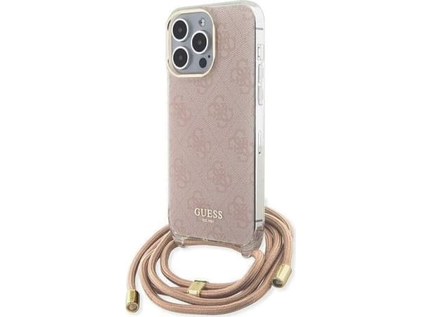 Veske GUESS GUHCP15XHC4SEP IPHONE 15 PRO MAX 6,7" Rosa/rosa HARDCASE CROSSBODY CORD 4G-UTSKRIFT