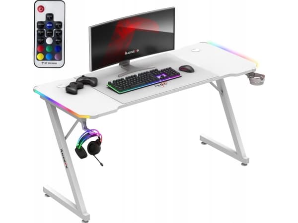 Huzaro Tietokonepelipöytä Huzaro Hero 3.3 Valkoinen Rgb + tyyny Xxl