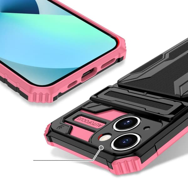 iPhone 14 Hybrid Fodral - Kortfack och Ställ för Handsfree-användning