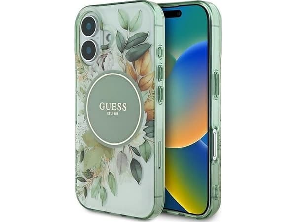 Guess Guess GUHMP16MHFWBDCEN iPhone 16 Plus 6.7" zielony/green hardcase IML Flower & Tonal Circle MagSafe