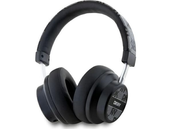 DKNY rutete mønster - trådløse Bluetooth V5.3 On-Ear-hodetelefoner (svart)