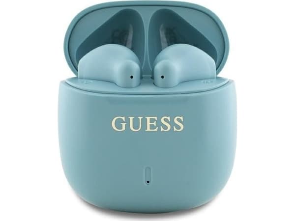 Słuchawki Guess Guess Bluetooth headphones GUTWSJ14ESGQ TWS + docking station turquoise/turquoise Printed Classic Logo