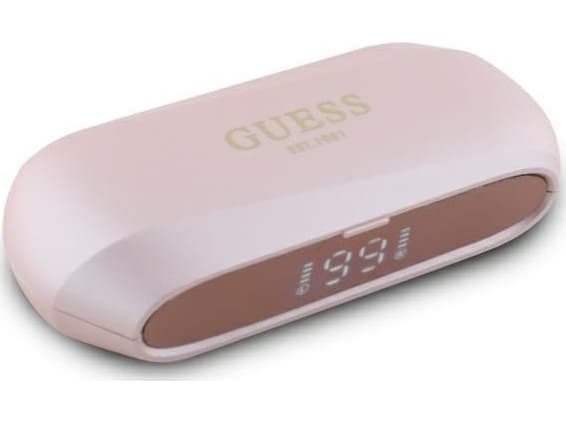 Słuchawki Guess Guess Bluetooth Headphones GUTWSC2MCDSP TWS + Docking Station Pink/Pink Elongated Metallic Printed Logo