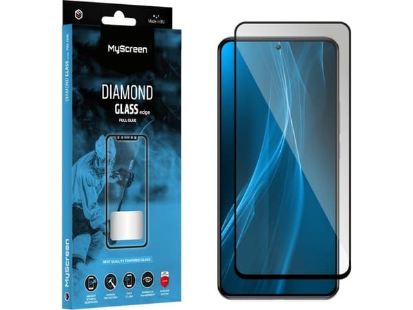 Motorola Moto G55 - Herdet glass med lim på hele overflaten MyScreen DIAMOND GLASS kant FULLLIM (svart ramme)
