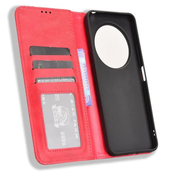 Vintage Plånboksfodral Till Xiaomi Redmi 14C - Röd