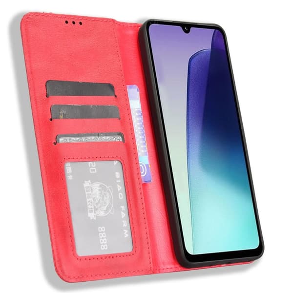 Vintage Plånboksfodral Till Xiaomi Redmi 14C - Röd