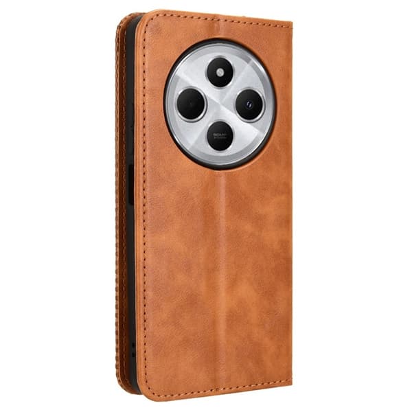 Vintage Plånboksfodral Till Xiaomi Redmi 14C - Brun