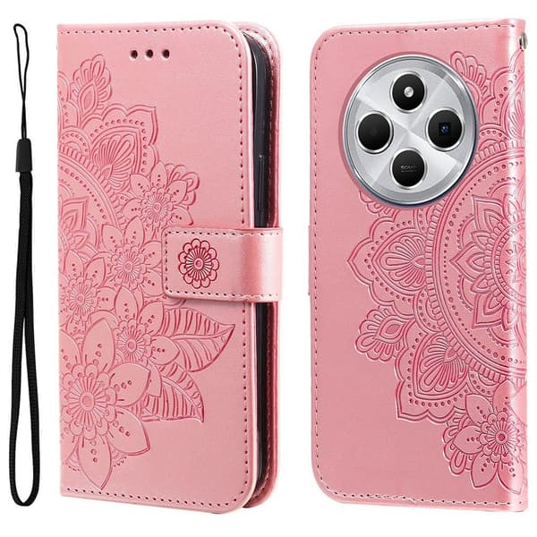 Till Xiaomi Redmi 14C Plånboksfodral med Blommigt Mönster - Rosa