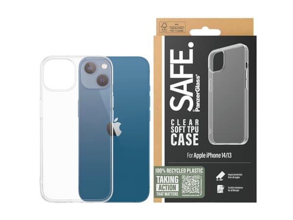 PanzerGlass SAFE. by ® TPU Case Transparent iPhone 14 | 13, Cover, Apple, Apple - iPhone 14, Apple - iPhone 13, Transparent