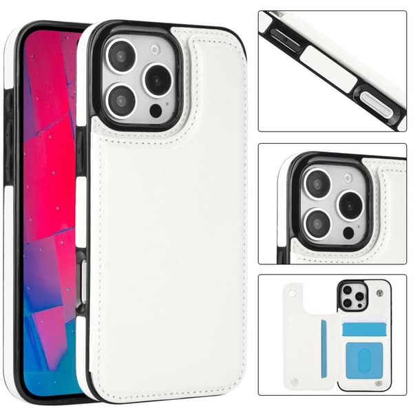 iPhone 16 Pro - Stilrent Skal med Plånbok/Kortfack Vit