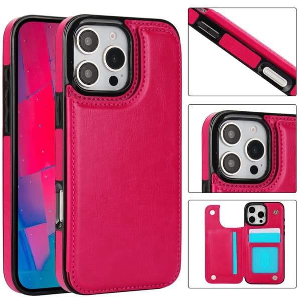 iPhone 16 Pro Max - Stilrent Skal med Plånbok/Kortfack från NKOBEE Rosa