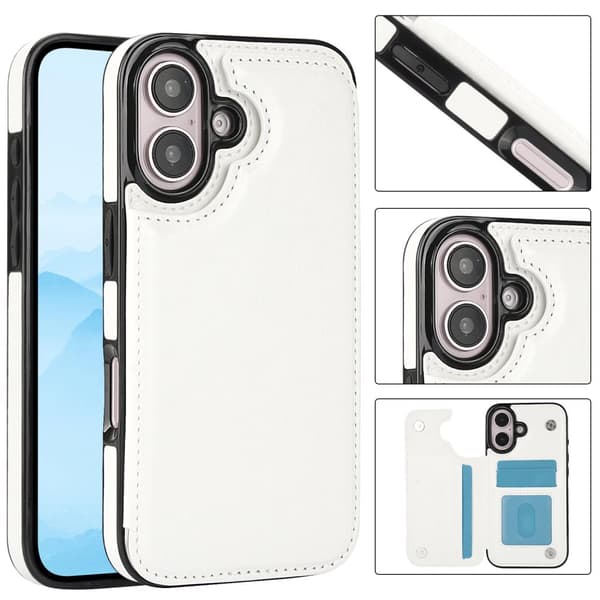 iPhone 16 Plus - Exklusivt Läderfodral med Elegant Korthållare