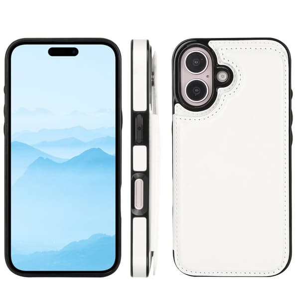 iPhone 16 Plus - Exklusivt Läderfodral med Elegant Korthållare