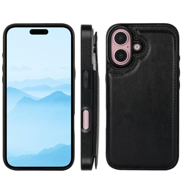iPhone 16 Plus - Exklusivt Läderfodral med Elegant Korthållare