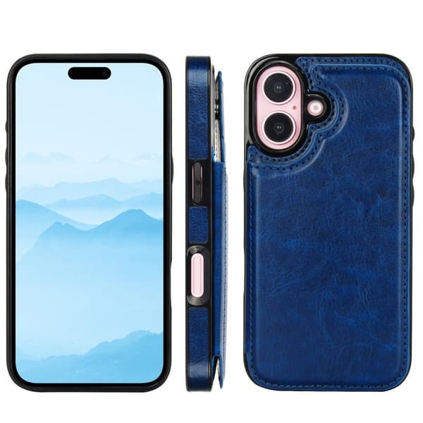iPhone 16 Plus - Exklusivt Läderfodral med Elegant Korthållare