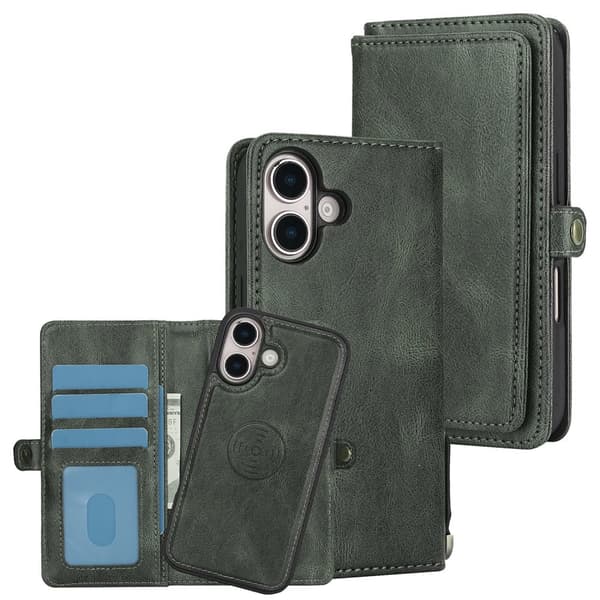 iPhone 16 - Hanman 2-i-1 Exklusivt Plånboksfodral med Avtagbart Skal!