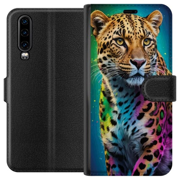 Huawei P30 Lommeboketui Leopard
