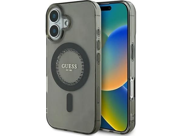 Guess Guess GUHMP16SPFTDTEK iPhone 16 6.1" czarny/black hardcase IML Rhinestones MagSafe
