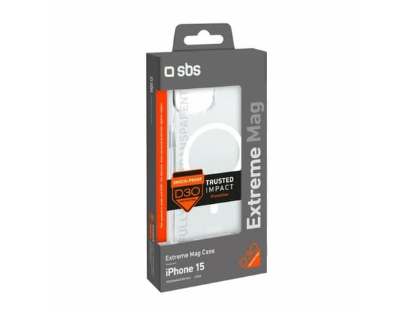 SBS Ultra-vahva kotelo iPhone 15 D3O-tekniikalla, läpinäkyvä, läpinäkyvä