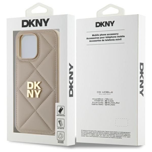 DKNY iPhone 14 Pro Max Mobilskal Quilted Stack Logo - Beige