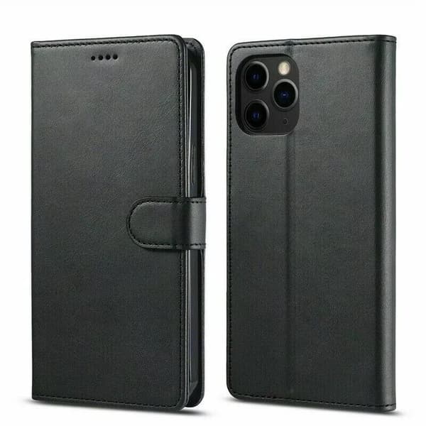 Plånboksfodral i läderimitation med kortfack till iPhone 16 Pro Max, Svart