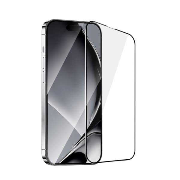 Karkaistua lasia oleva näytönsuoja metallikehyksellä, iPhone 16 Pro