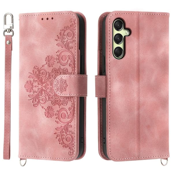 Till Samsung Galaxy A16 5G / A16 4G Fodral med Blommönster Plånboksfodral - Rosa