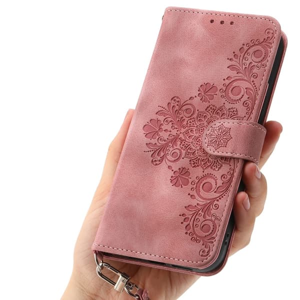Till Samsung Galaxy A16 5G / A16 4G Fodral med Blommönster Plånboksfodral - Rosa