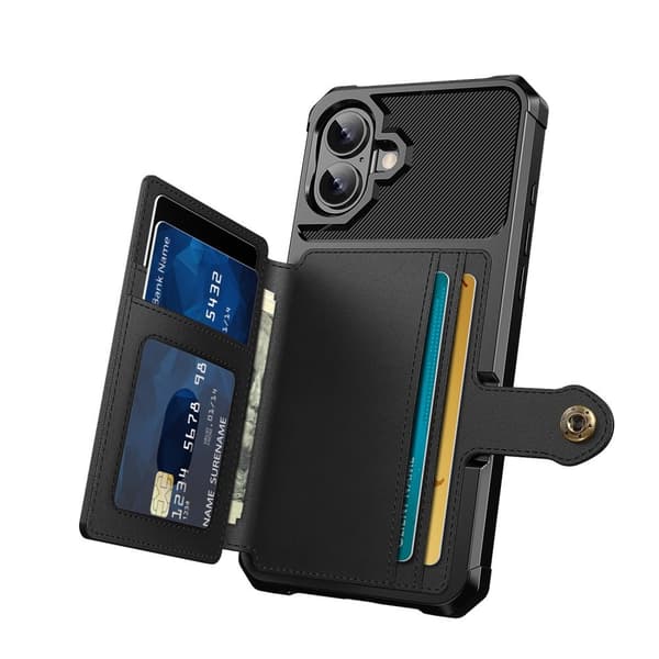Skyddande och Stilrent - Plånboksskal för iPhone 16 med Magnetisk Baksida